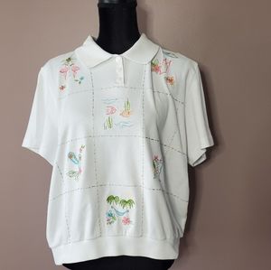 Alfred Dunner Tropical Beach Polo Petite XL